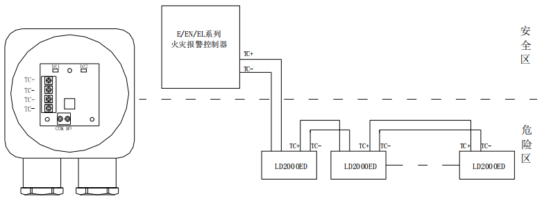 J-SA B-M-LD2000ED手動(dòng)火災(zāi)報(bào)警按鈕接線圖