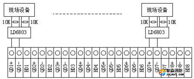 利達(dá)LD9203EN聯(lián)動(dòng)控制盤二線制接線